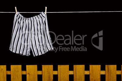 Men's underwear hanging on a clothesline