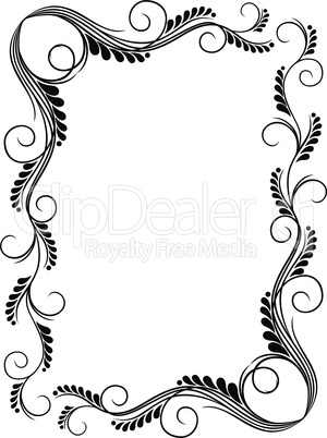 Abstract floral black and white frame