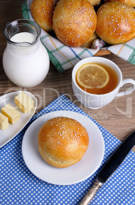 Buns with sesame seeds for breakfast