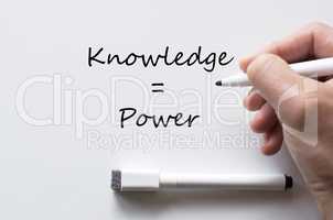 Knowledge and power written on whiteboard