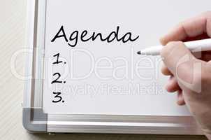 Agenda written on whiteboard