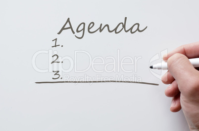 Agenda written on whiteboard