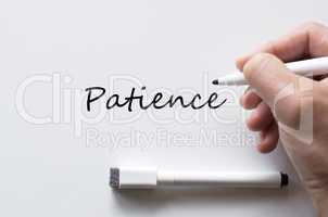 Patience written on whiteboard