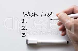 Wish list written on whiteboard