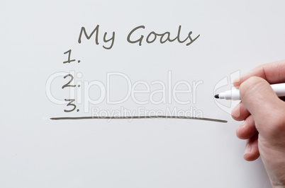 My goals written on whiteboard