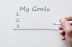 My goals written on whiteboard
