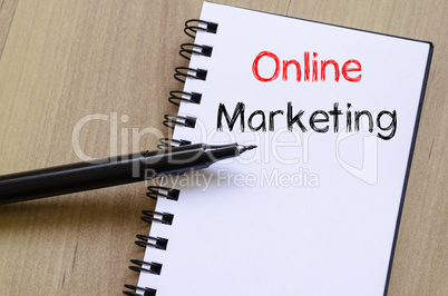 Online marketing write on notebook