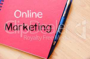 Online marketing write on notebook