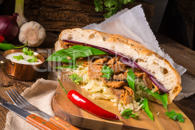 Gyros pita with wild garlic