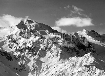 Black and white snowy mountains