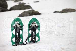 Snowshoes in snowy mountains