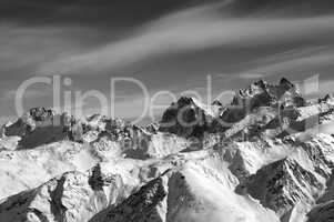 Black and white mountains in winter