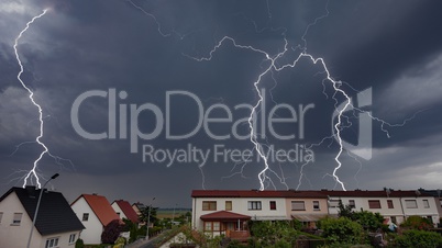 Lightning Storm Over A City In Germany