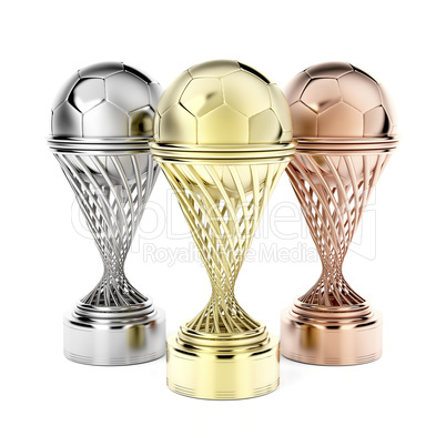 Football trophies on white