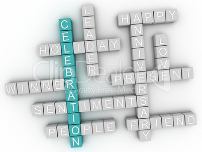 3d image Celebration word cloud concept