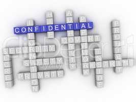 3d image Confidential word cloud concept