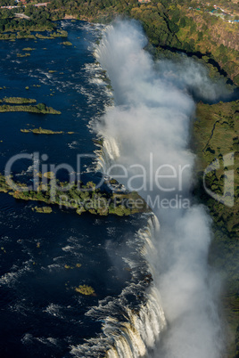 Aerial view of Victoria Falls and spray
