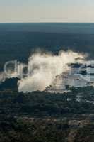 Aerial view of Victoria Falls from helicopter