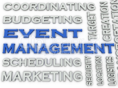 3d image Event Management word cloud concept