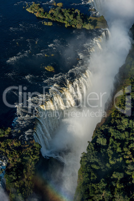 Aerial view of rainbow by Victoria Falls