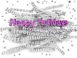 3d image Happy Holidays word cloud concept