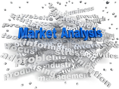 3d image Market Analysis word cloud concept