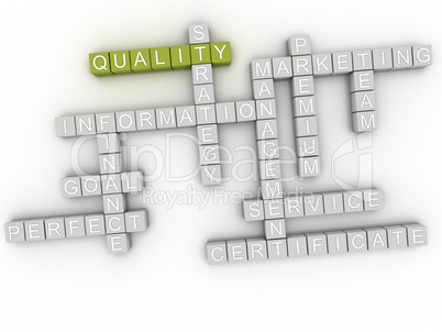 3d image Quality word cloud concept