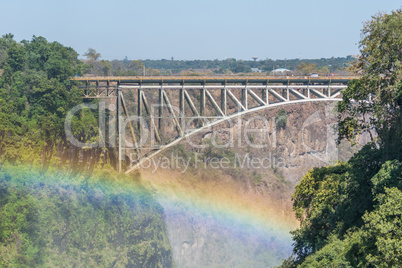 Close-up of rainbow under Victoria Falls Bridge