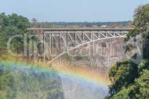 Close-up of rainbow under Victoria Falls Bridge