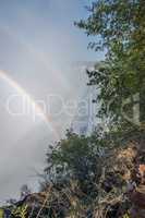 Double rainbow in Victoria Falls spray clouds