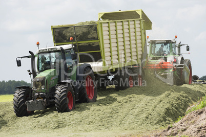 silage with two tractors