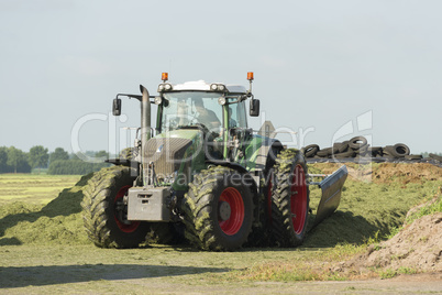 silage with a large tractor