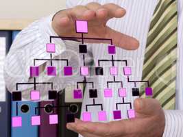 Businessman showing hierarchical structure