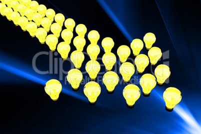 Arrow of light bulbs, 3d illustration
