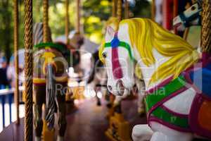 Carousel with Horses on a carnival Merry Go Round