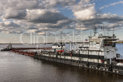 Barge on the river Lena in Yakutia