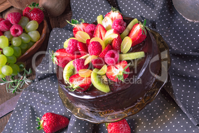 chocolate cheesecake with fruit