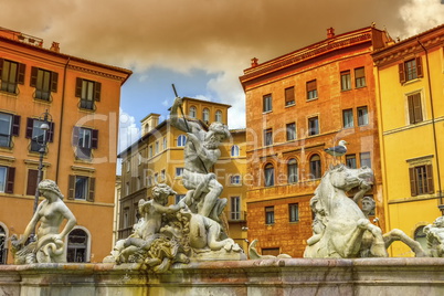 Fontana del Nettuno, fountain of Neptune, Piazza Navona, Roma, Italy