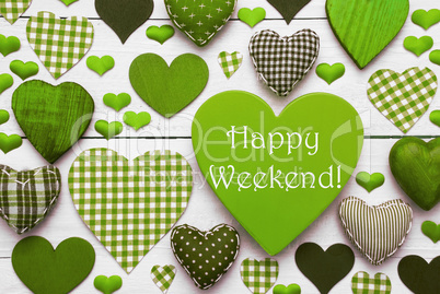 Green Heart Texture With Happy Weekend