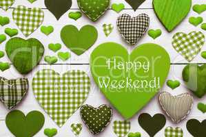 Green Heart Texture With Happy Weekend