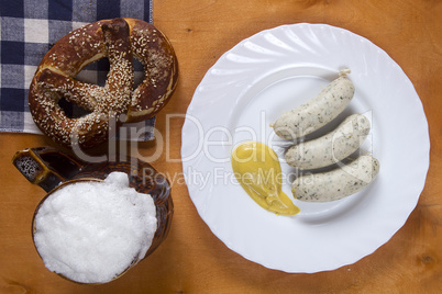 German pretzels and sausages