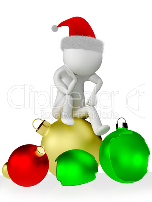 Human figure sitting on Christmas ball