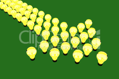 Arrow of light bulbs, 3d illustration