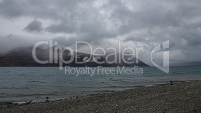 Rainy summer day at Lake Ohau