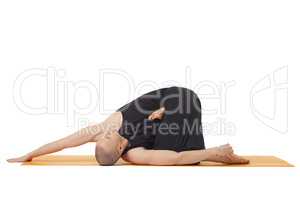 Man doing yoga, isolated on white background