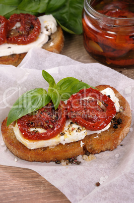 Bruschetta with feta and tomatoes