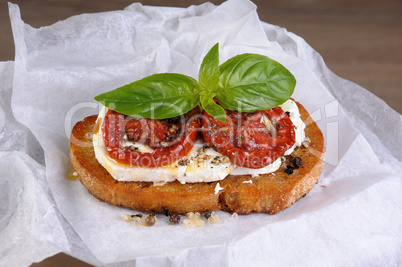 Bruschetta with feta and tomatoes