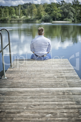 man at the lake