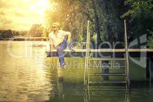 man at the lake