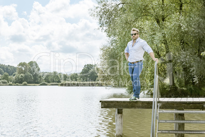 man at the lake